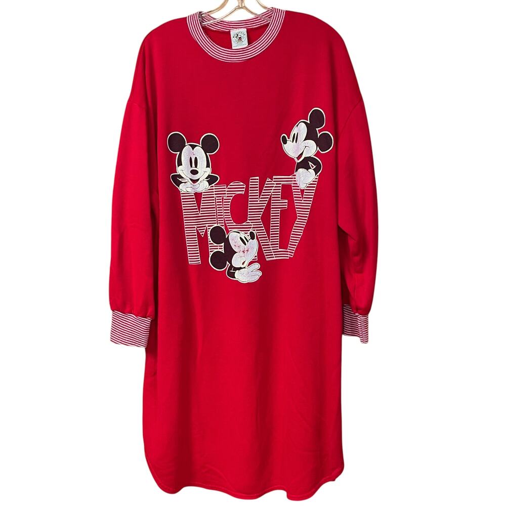 Vintage Mickey & Co Sweatshirt Dress Red Disney Oversized Mickey 90s
